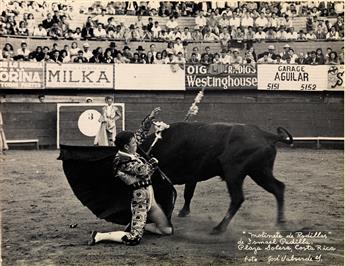 (BULLFIGHTING) Suite of 20 dramatic photographs of male and female bullfighters at Plaza Solera, Costa Rica.